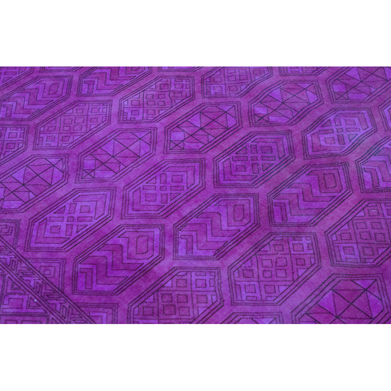 Wool Geometric Area Rug in Purple