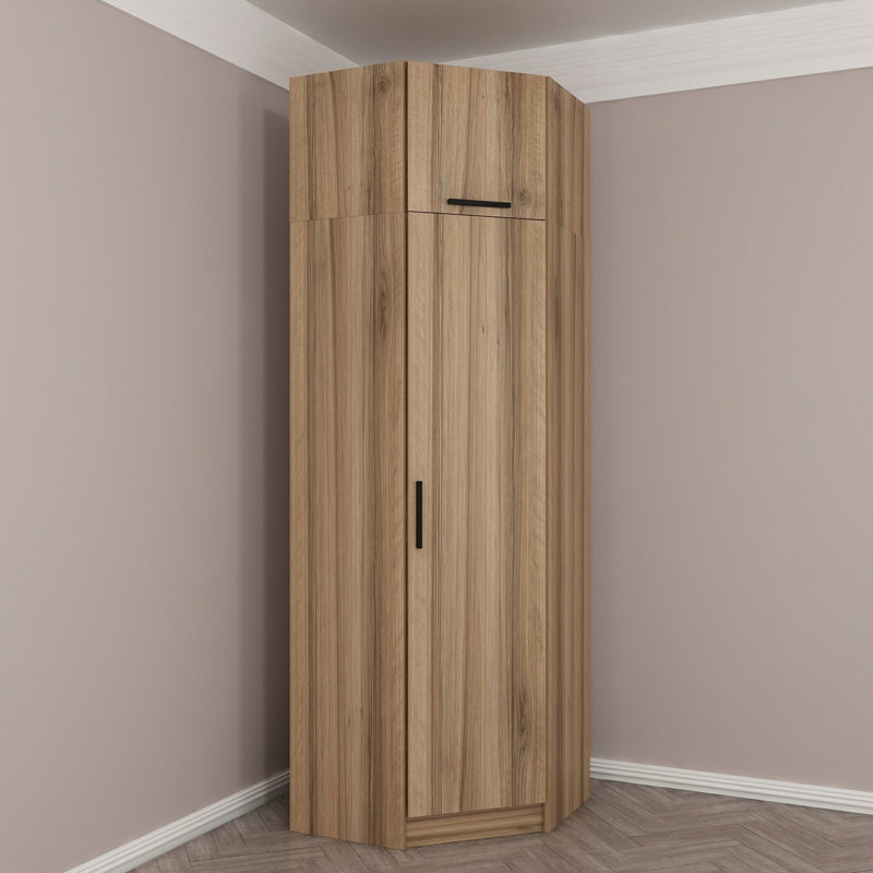 Armoire traditionnelle au fini chêne, 29,1 po x 92,5 po x 20,5 po | 100% panneau de particules enduit de mélamine, épaisseur: 0,7 pouce | Solution de rangement élégante pour la chambre à coucher et le salon, design durable et élégant