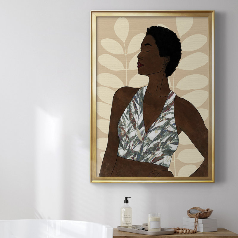 «Ethnic Beauty I», toile encadrée de qualité supérieure - prête à être accrochée, Cadre doré, L 30,5 po x H 42,5 po