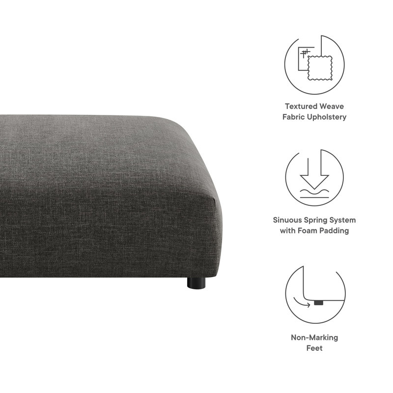 Charcoal Gray Upholstered Fabric Modular Ottoman