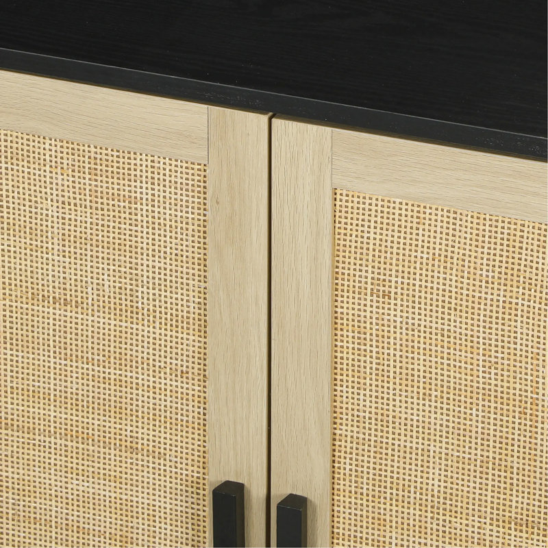 Buffet, armoire 31,5 po avec 2 portes et tablettes en rotin