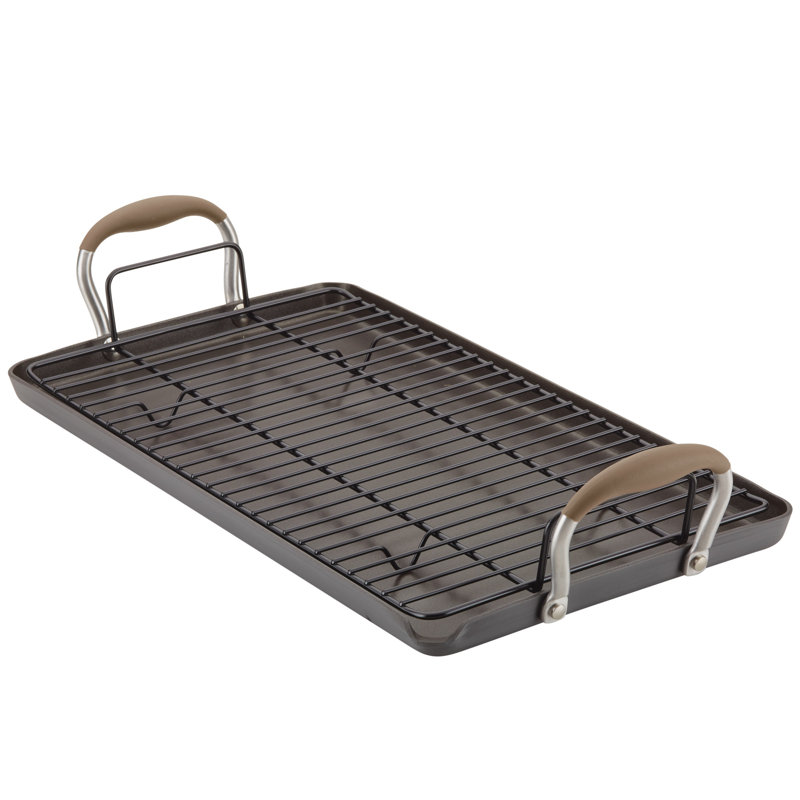 Anolon Advanced Home Hard Anodized Nonstick Double Burner Griddle, 10 Inch X 18 Inch, Brown