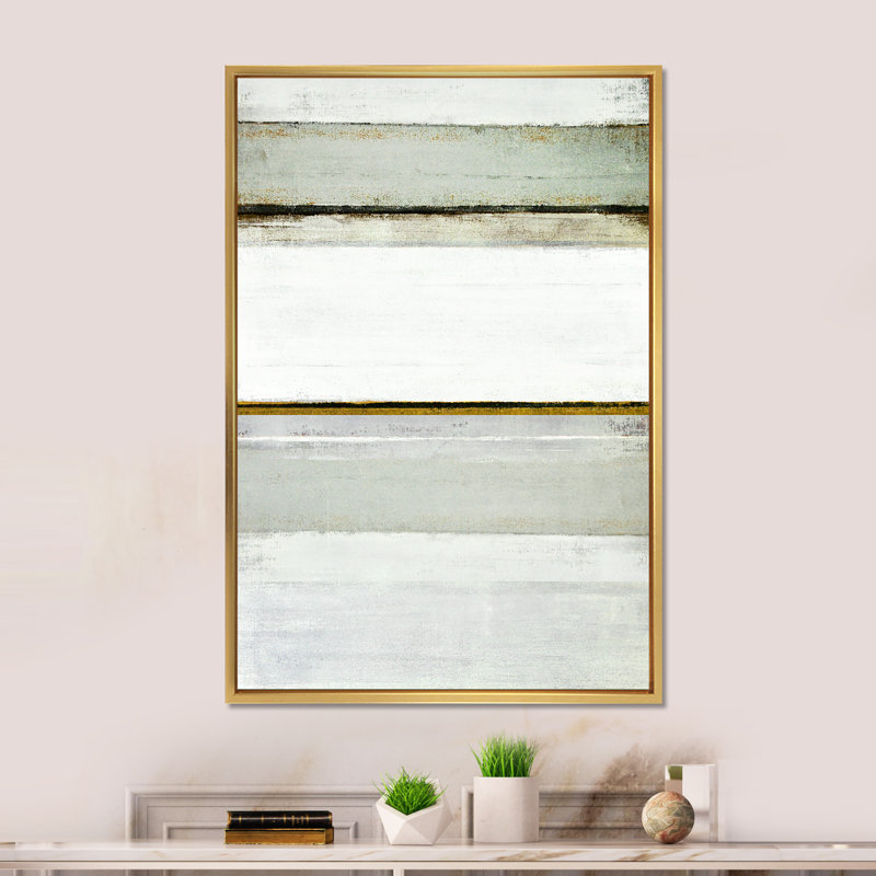 Rayures horizontales neutres - Décoration murale moderne et contemporaine en toile, H 20 po x l 12 po x P 1 po