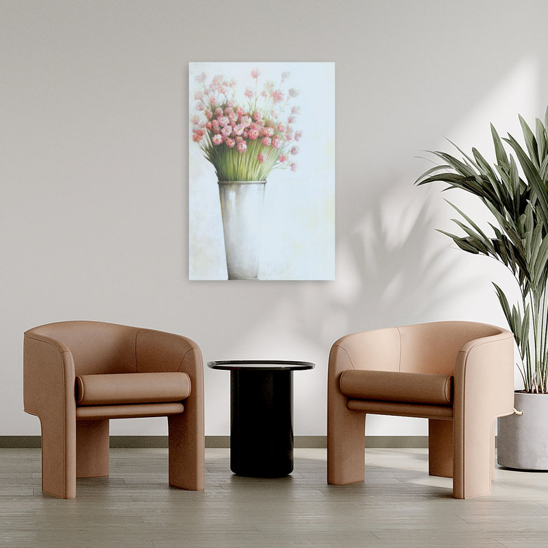 Art floral rose printanier rose, H 36 po x l 24 po