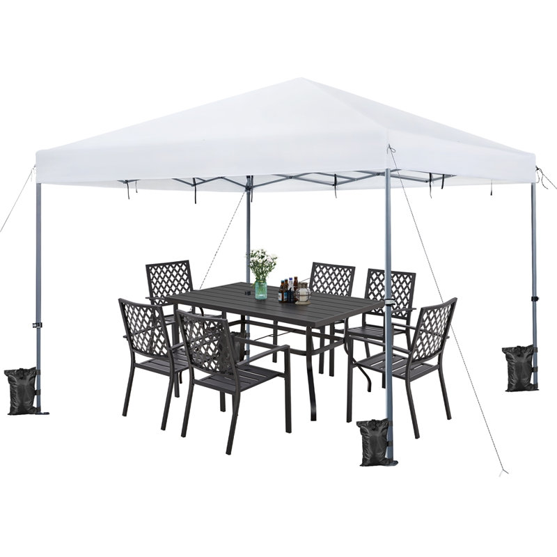 12 Ft. W X 12 Ft. D Metal Pop-Up Canopy with One-Push-To-Lock Setup Mechanism, White