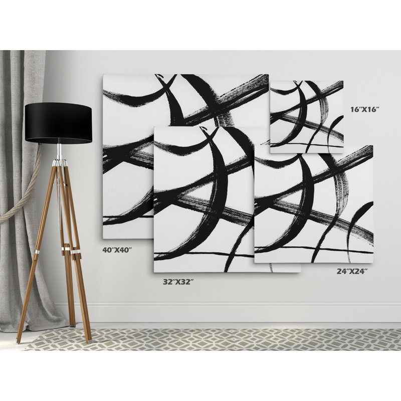«Gestural Marks I» - reproduction d'art, H 16 po x l 16 po x P 1,5 po, Toile tendue