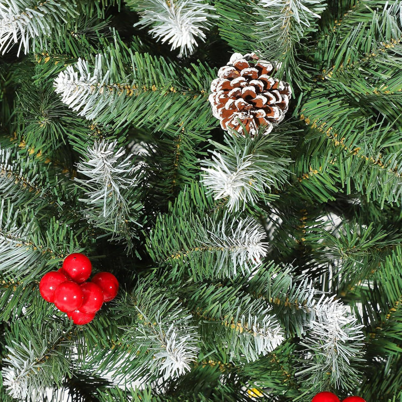 Arbres de Noël artificiels, flocons de neige et baies rouges, H 4 pi