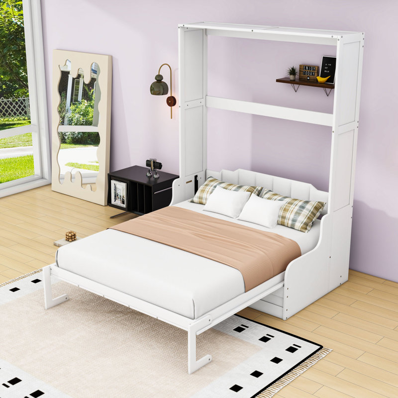 Grand lit escamotable avec coussin, Blanc
