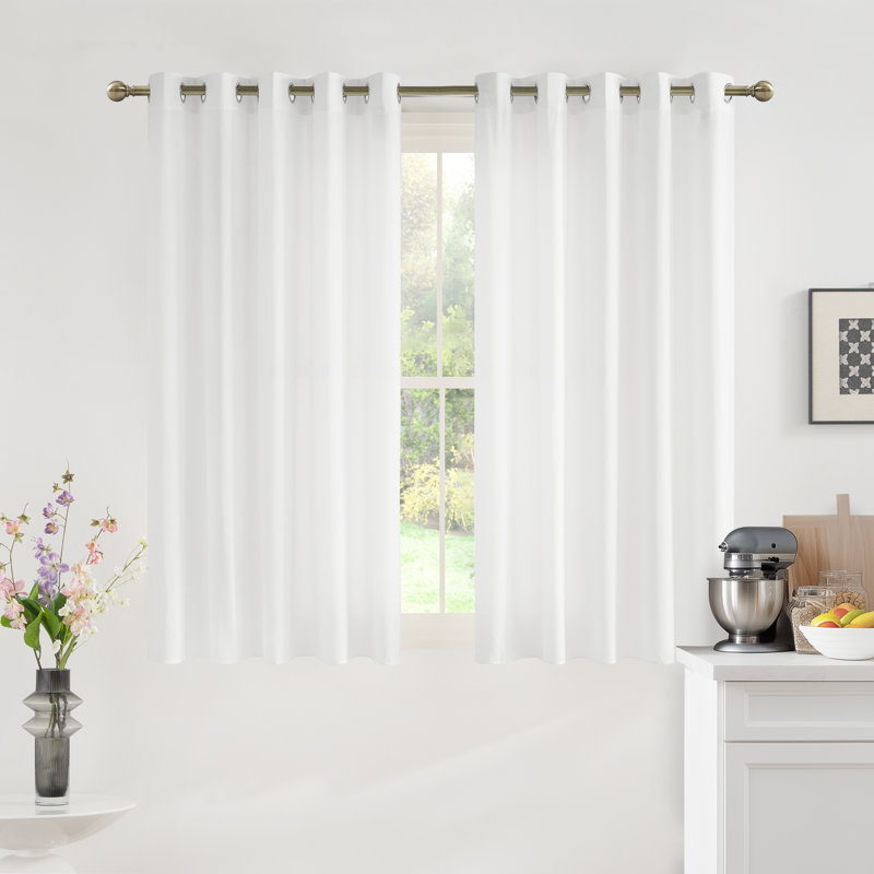  Non-See-Through Privacy Sheer Curtains 2 Panels, 52" Wide Grommet Window Curtains Drapes for Living Room Bedroom- Home Decoration Light Filtering Elegant Window Drapes