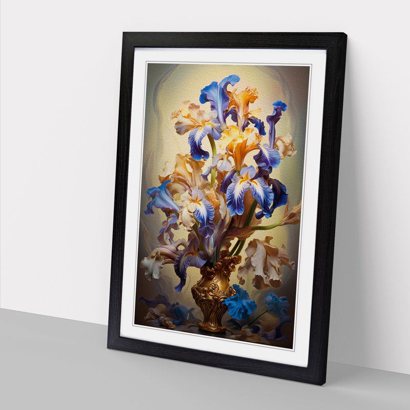 Iris Flower Baroque No.4 Framed Print, 34cm H x 25cm W x 2cm D, Black Framed