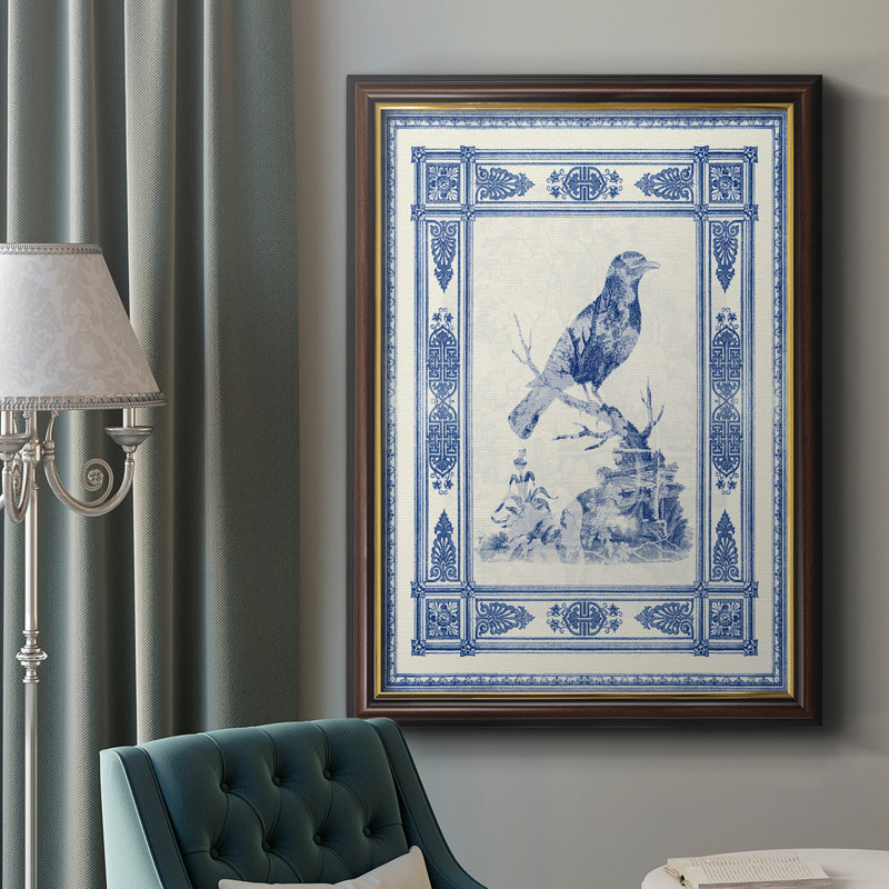 Toile de Jouy I, toile encadrée de qualité supérieure - prête à être accrochée, H 20 po x l 16 po x P 2,5 po