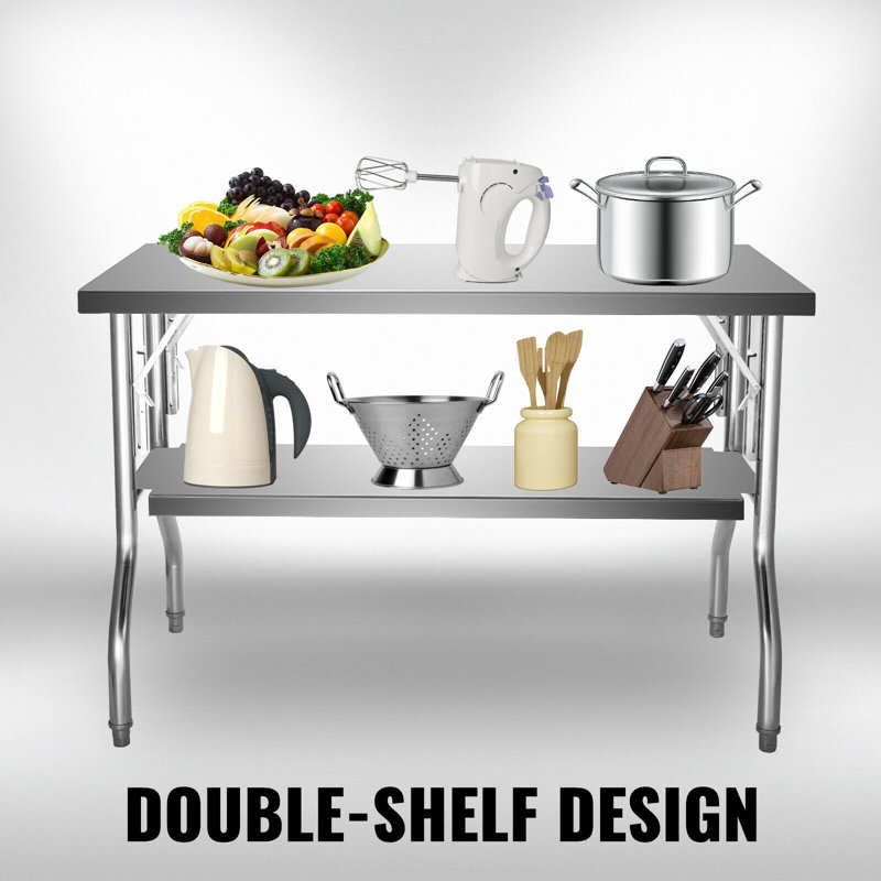 VEVOR Stainless Steel 48'' Folding Commercial Prep Table