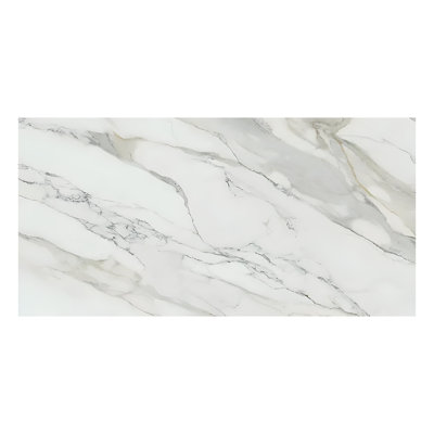 Splendor 24 po x 48 po Carreau de mur et de plancher en porcelaine polie blanche avec veine grise (paquet de 2 de 15,42 pieds carrés) - paquet de 2