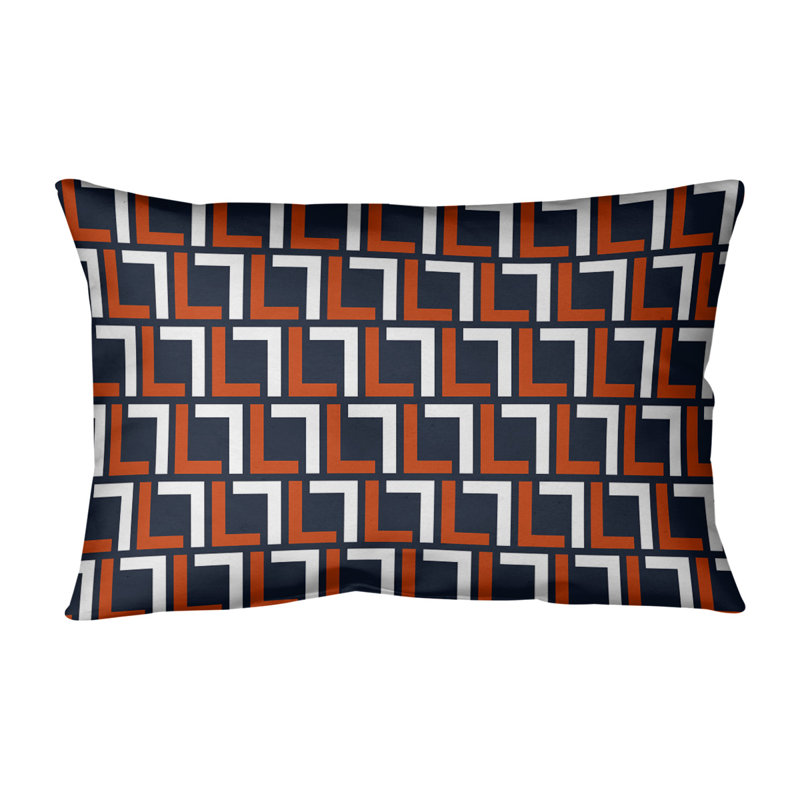 Housse et coussin rectangulaires de luxe Chicago Football, Bleu marine foncé / orange / blanc, Polyester filé