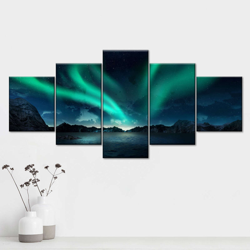 Ensemble de 5 pièces Aurora Sky sur toile, H 30 po x l 68 po x P 1,25 po