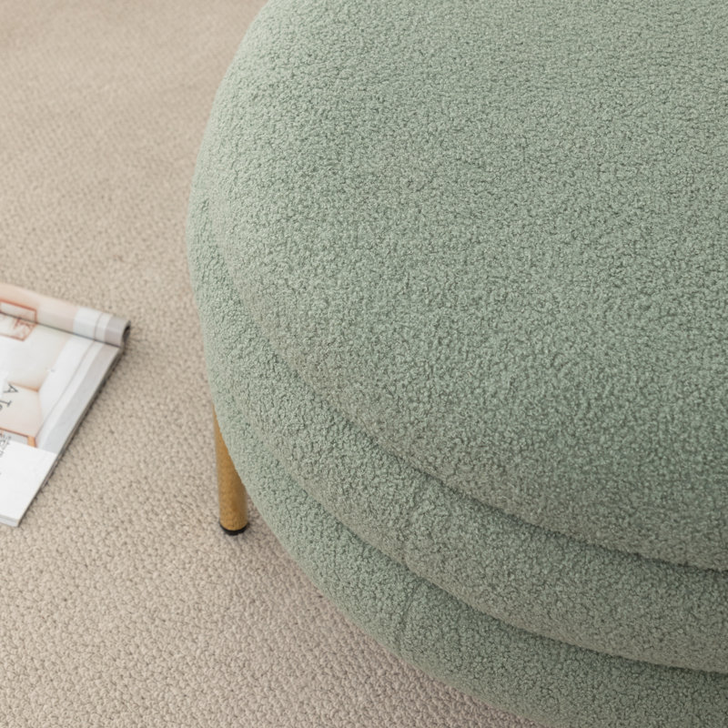 Repose-pieds rond avec rangement Lytham, Mélange de polyester vert