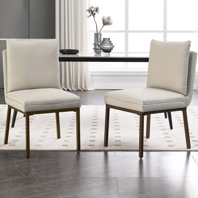 Flaux Leather Upholstered Metal Dining Chairs