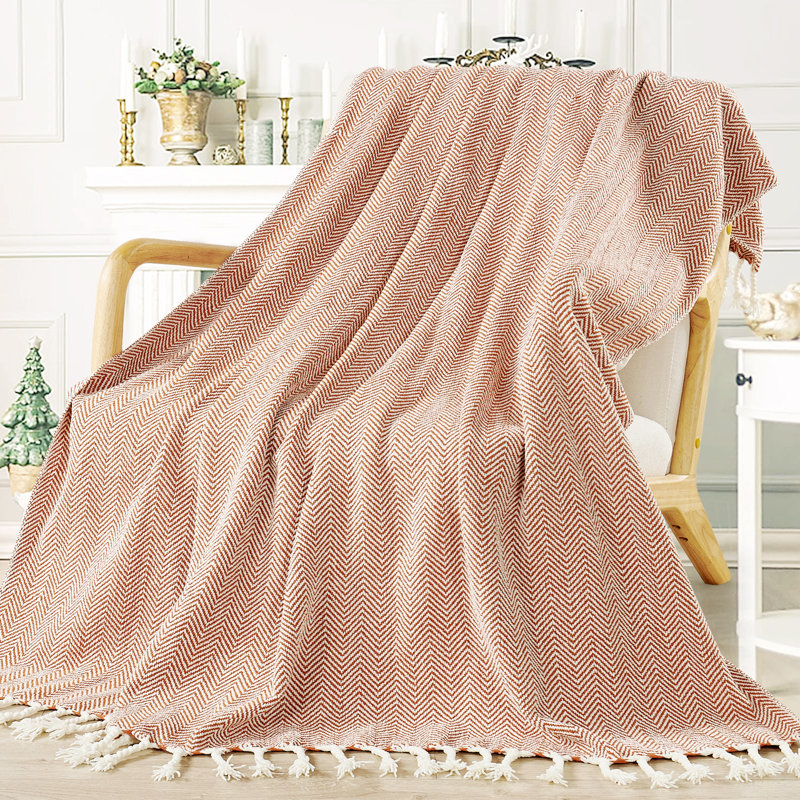 Knitted Throw Blanket, Rust