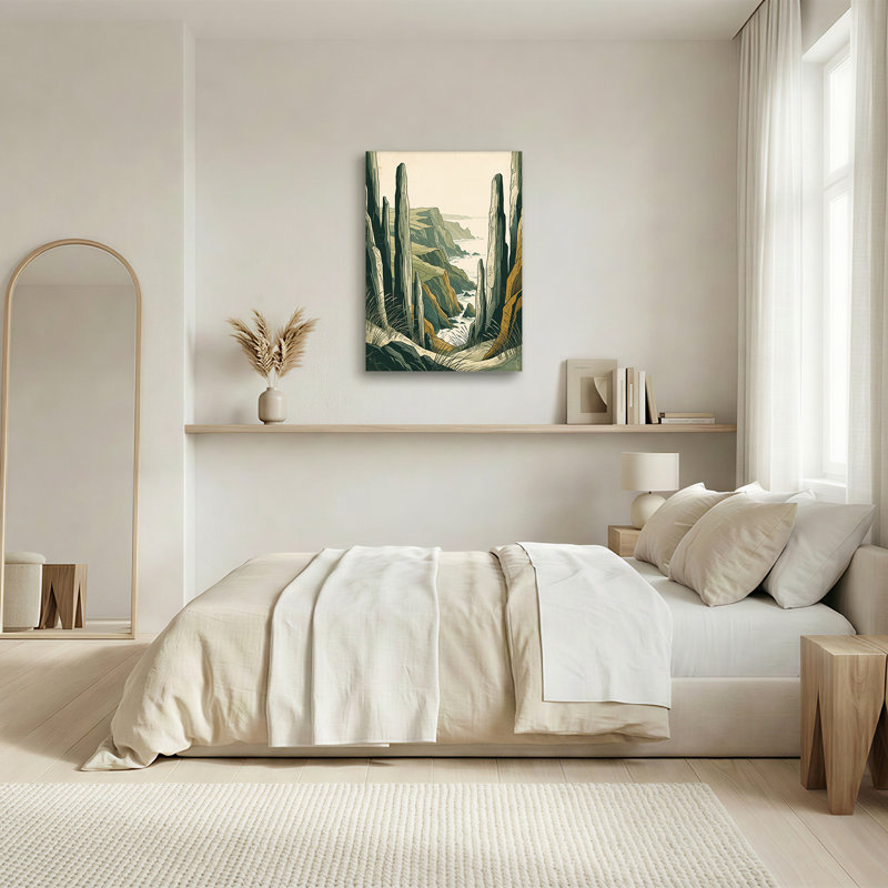 Art mural sur toile vert et brun, H 36 po x l 24 po