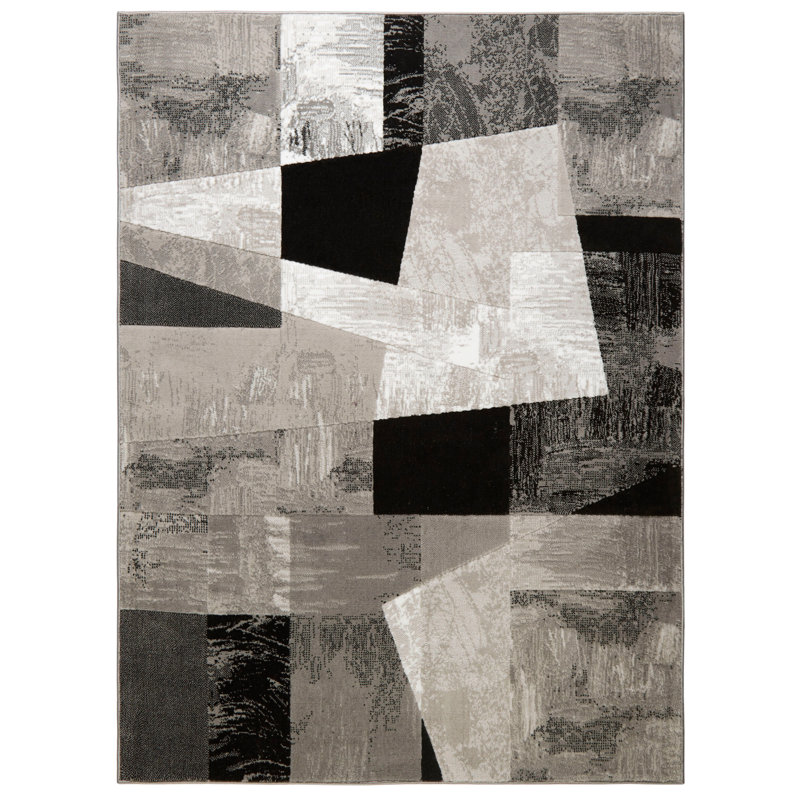 Tapis abstrait gris Brolin, Rectangle 5 pi 3 po x 7 pi 2 po