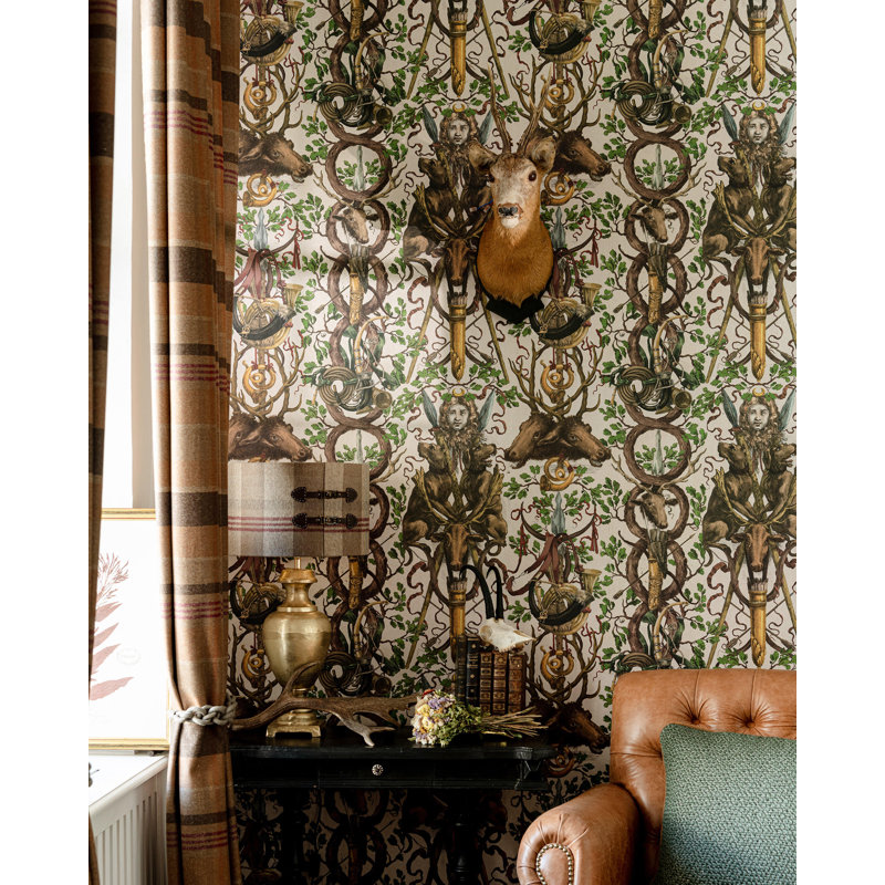 Tyrol Apres-Ski Home Wallpaper Roll, Brown/Green/Red/Taupe
