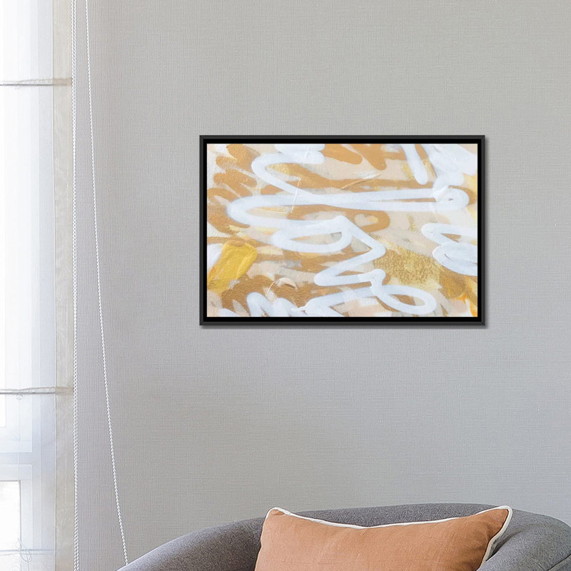 « gold love », impression sur toile, H 18 po x l 26 po x P 1,5 po, Toile avec cadre noir, Pas de tapis