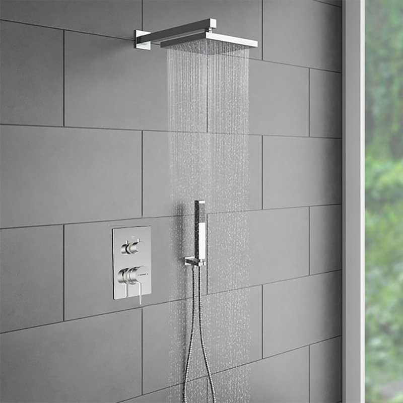 Stainless Steel Shower Panel System with Overhead Rainfall and Multi-Jet Massage System