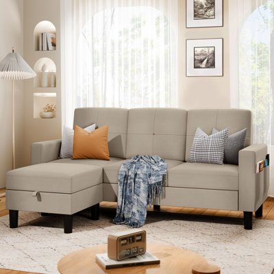 Azura 76.4“ Sofa Couch with Ottoman