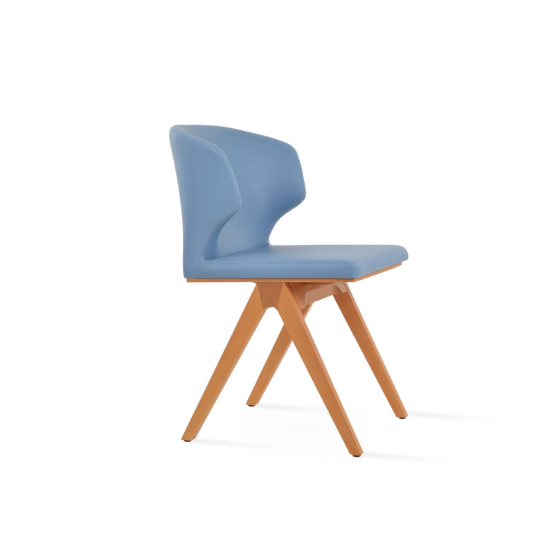 Chaise d'appoint rembourrée Amed Fino, Naturel, Bleu