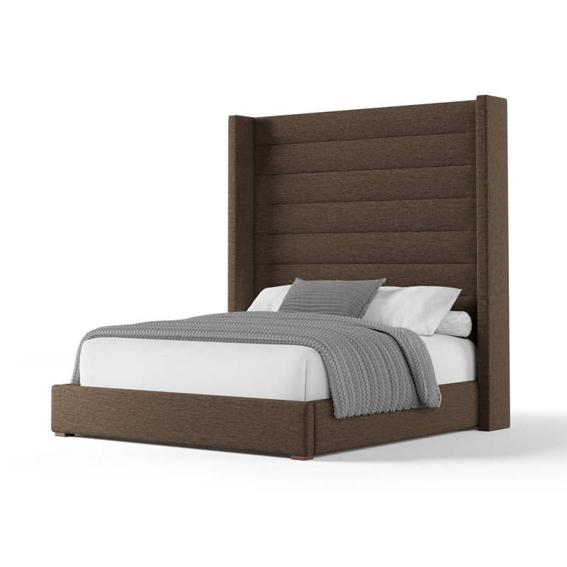 Lit tapissier standard Esparto, Revolution® en lin brun, Grand (haut)
