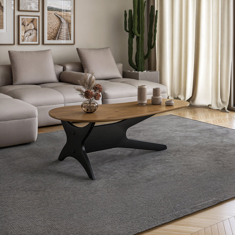 Table basse Mid-Century, Base noire / plateau moka