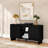 Modern TV Stand/Sideboard, 2 Door with Middle Shelf  (59 x 16 x 30in), Black-282875177-282875156