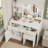 Vanity Mirror With Lights And Table Set With 3 Colour Lighting Brightness Adjustable,Dressing Table