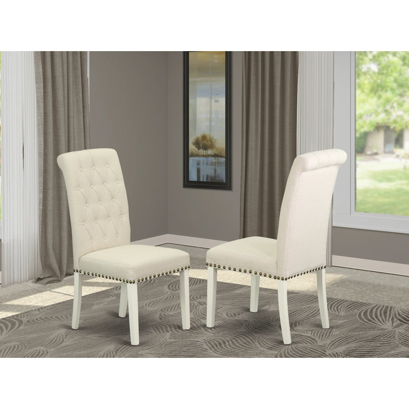 Anglers 18'' H Upholstered Parsons Chair, Black, Light Beige