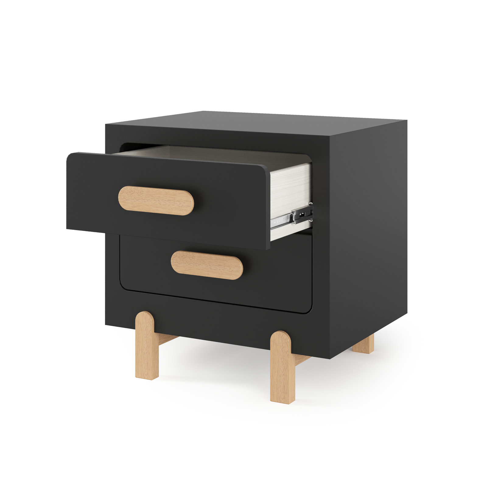 2-Drawer Nightstand, Black
