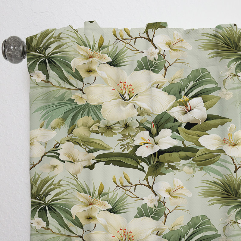Zen Tropics Tropical Pattern - Floral Curtain - Velvet Room Darkening - 1 panel, 52" W x 90" L