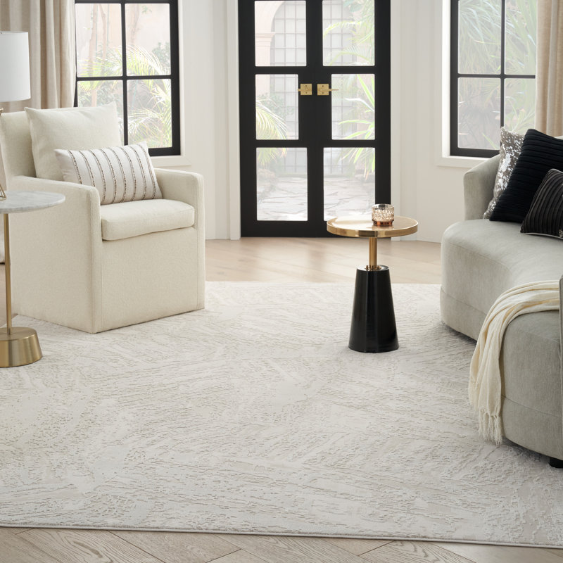 Tapis d'intérieur moderne ivoire d'intérieur, Rectangle 5 pi 3 po x 7 pi 3 po
