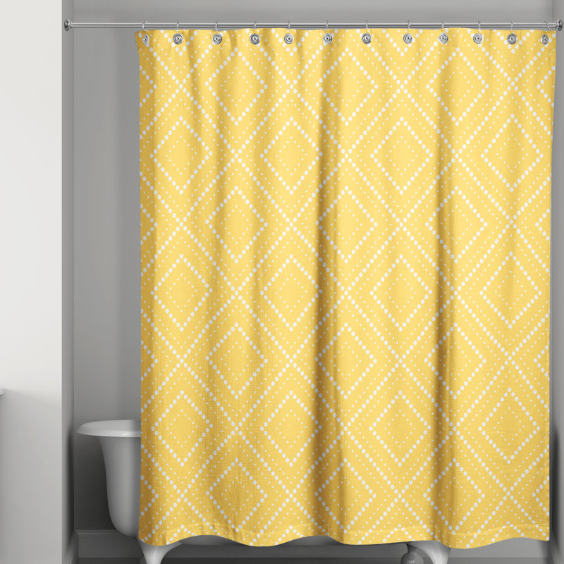 Rideau de douche simple à motif géométrique, Jaune / Blanc