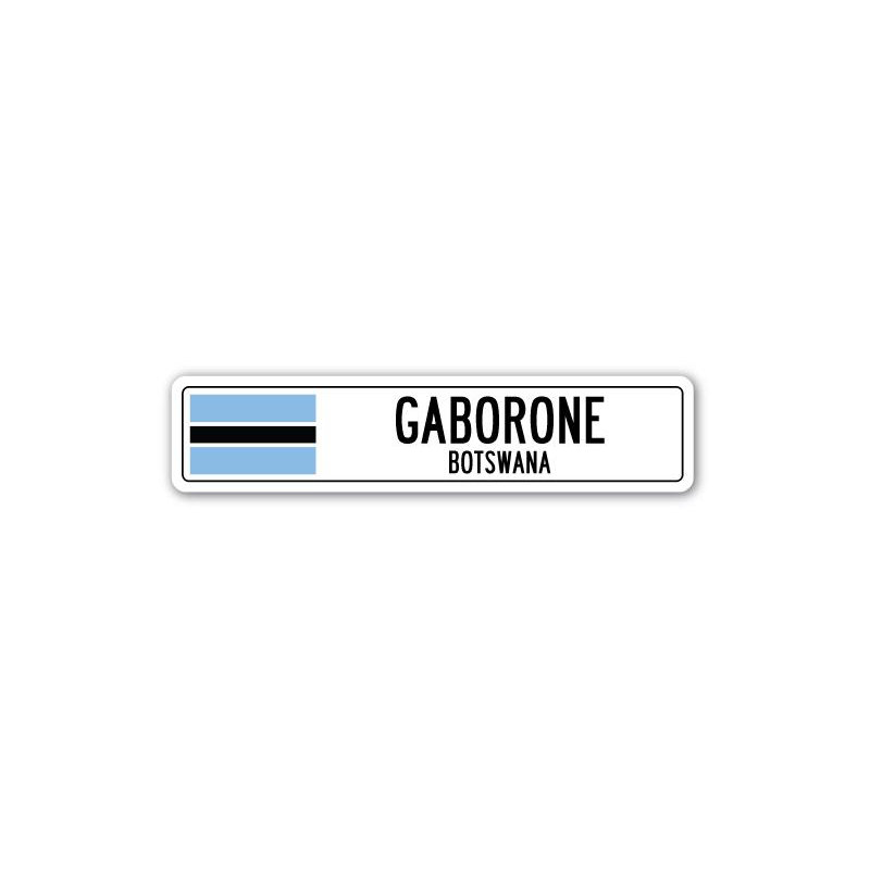 Plaque de rue Gaborone, drapeau du Botswana, H 4 po x l 18 po x P 1 po