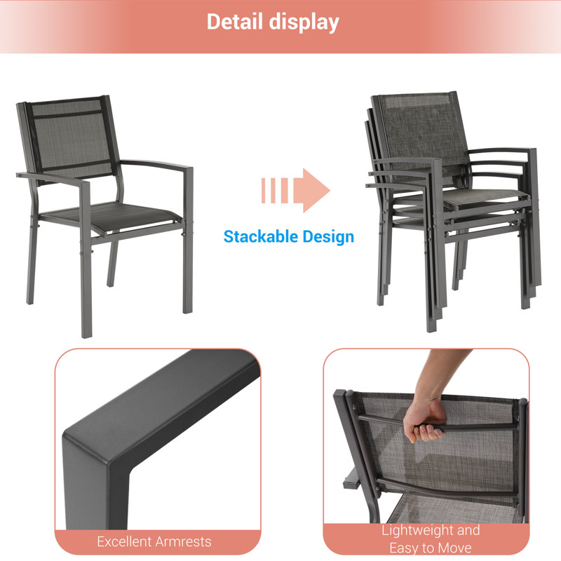 Vladko 6 person Outdoor Restaurant Dining Set Rectangular 59.1'' L Table, Gray