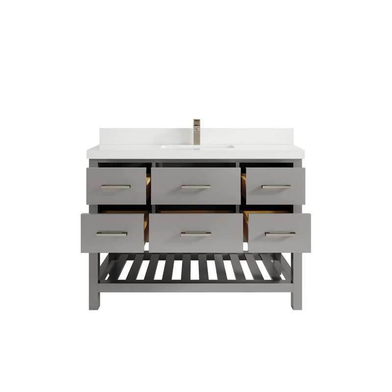 Parker 48'' Single Bathroom Vanity with Top, White
