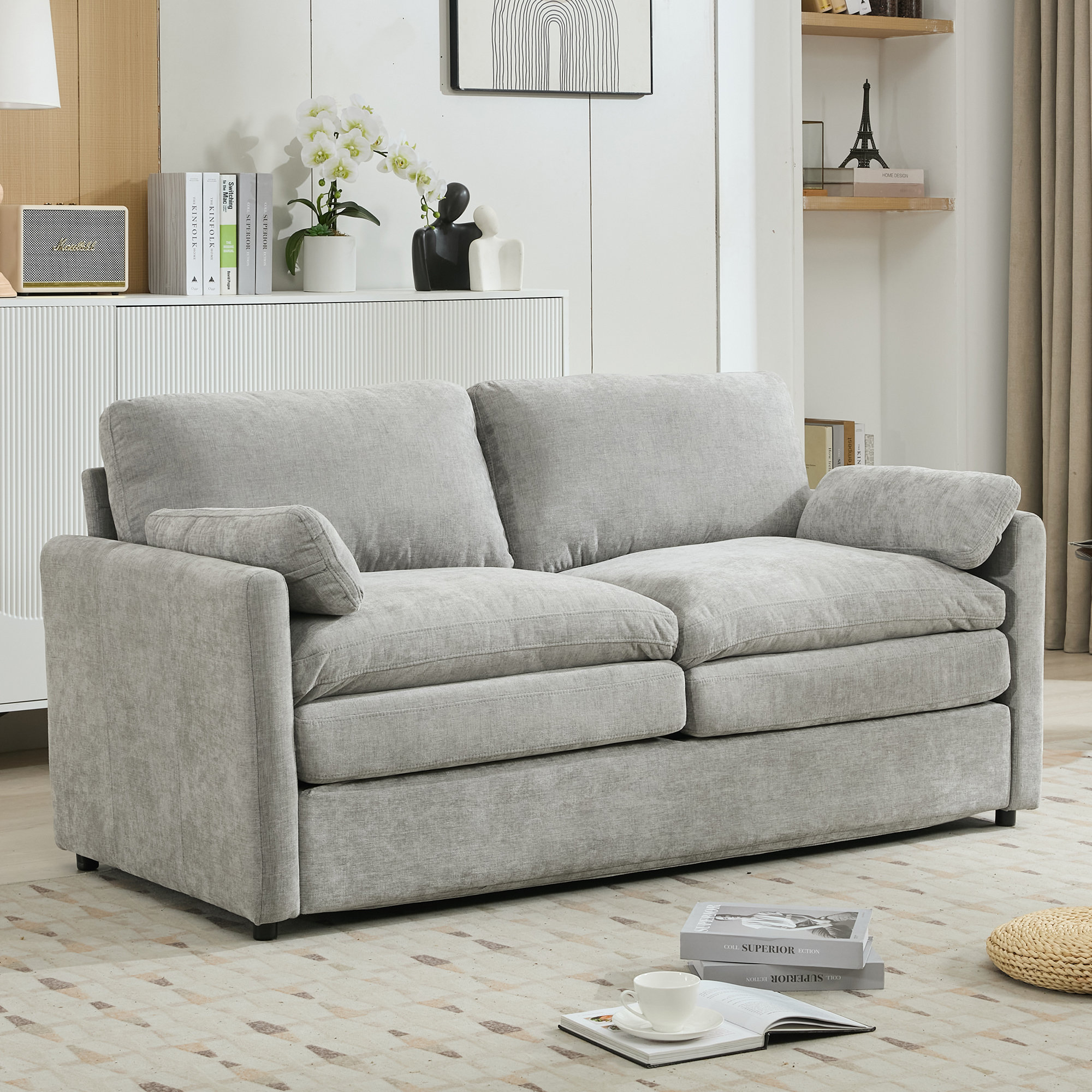 Latitude Run® Cozy Oversized Upholstered Loveseat Cloud Sofa with Plush ...