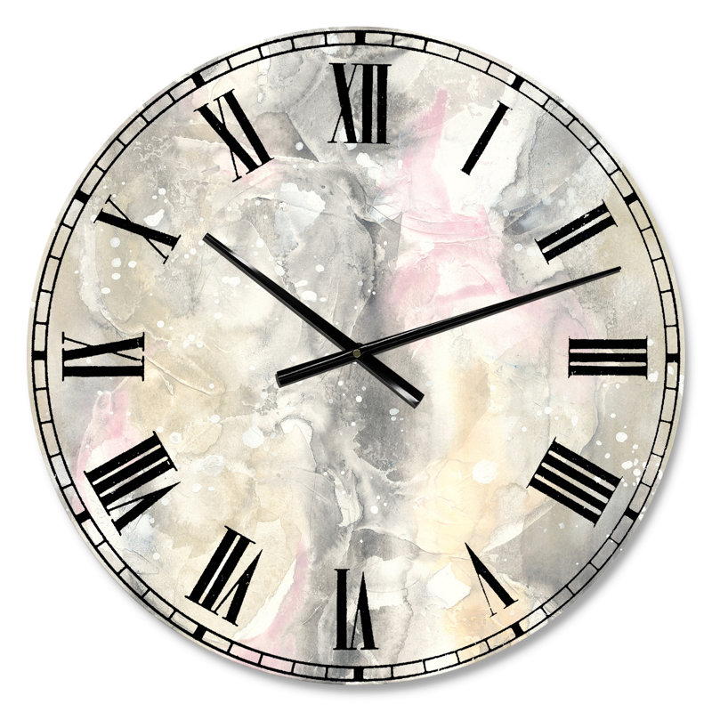 Modern Farmhouse Large Wall Clock - Watercolor Snowflakes II, Small