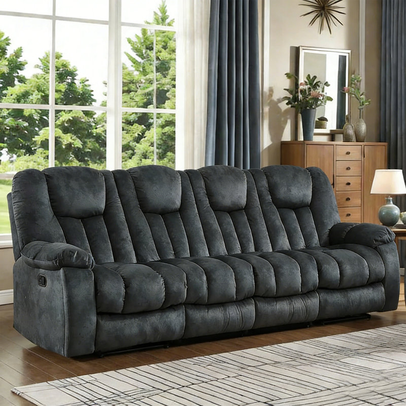 Canapé rembourré 110,24 po de largeur à 4 places avec porte-gobelets et fonction, Gris anthracite