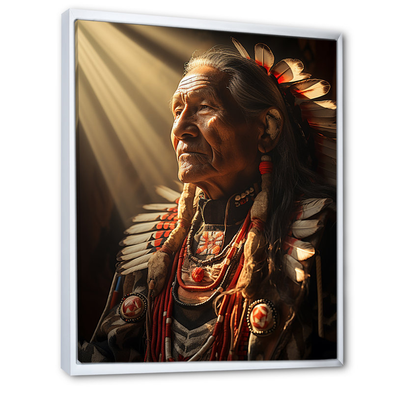 Yanisa Native Art Grandfather Suns, H 32 po x l 16 po x P 1 po, Cadre flottant blanc