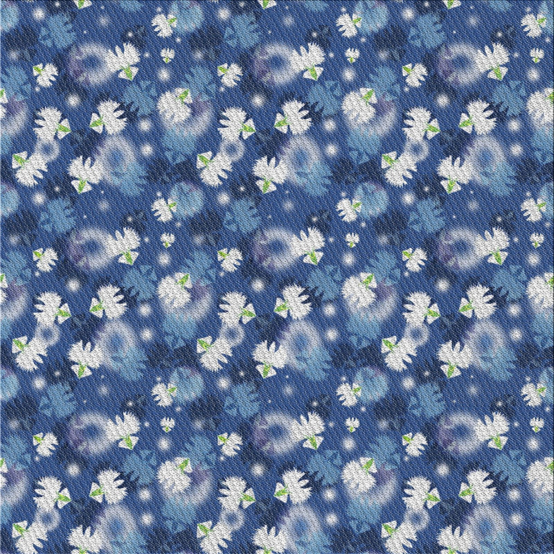 Tapis bleu/blanc tissé à la machine, Carré 3 pi