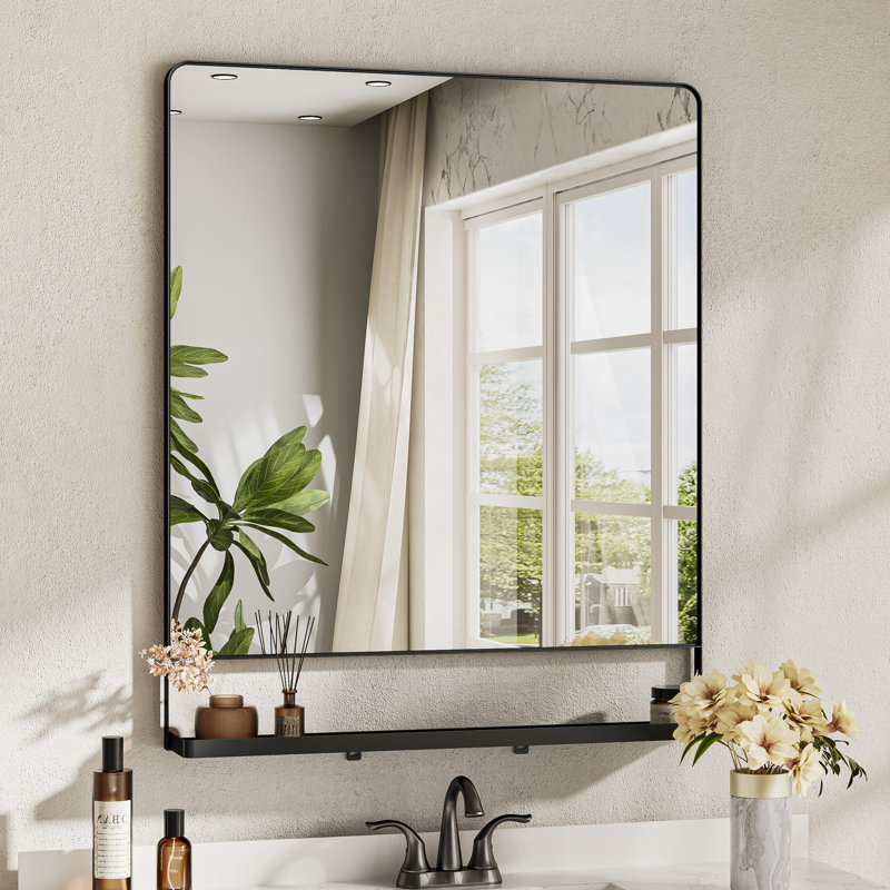 Miroir de salle de bain mural Tillymae, 36 po x 30 po, Noir