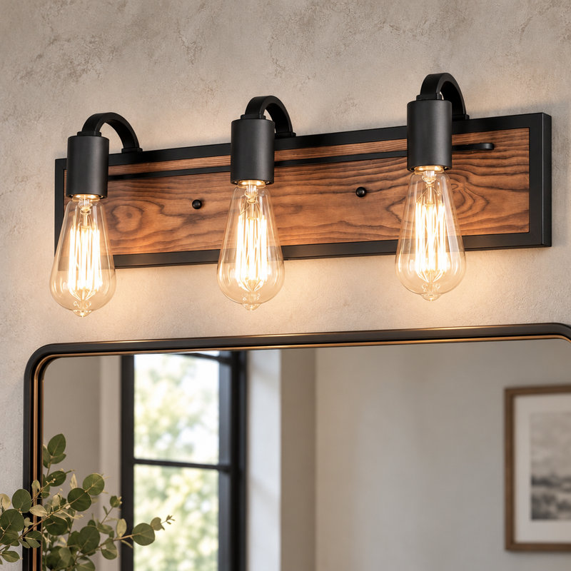 Éclairage pour meuble-lavabo en bois à intensité variable Carlile, 3 lumières