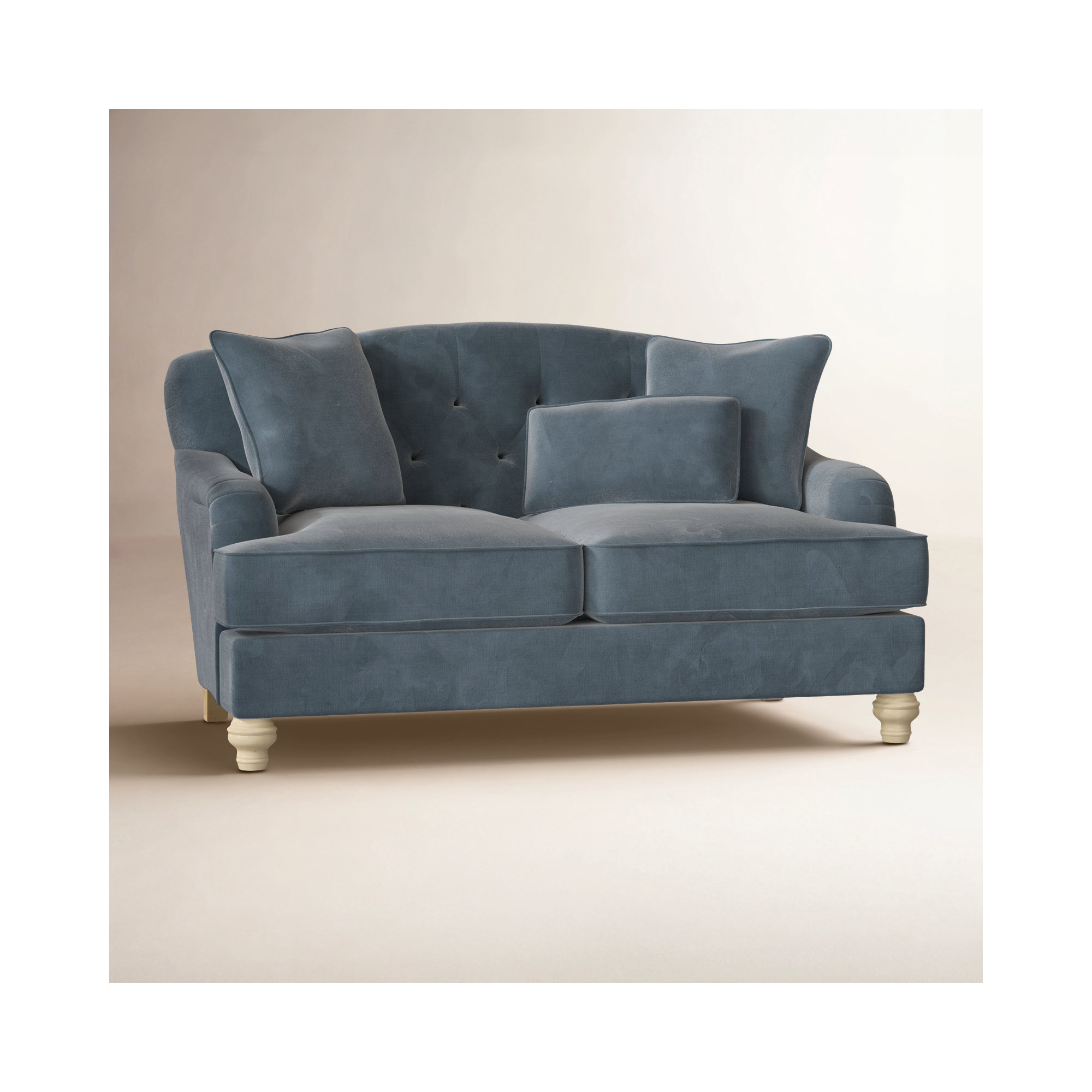 Sullivan 65'' Upholstered Loveseat, Aberdeen 22 Blue Velvet, Linen, Yes