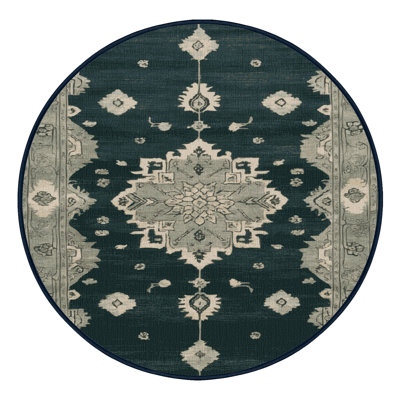 Machine Washable Overdyed Blue Area Rug